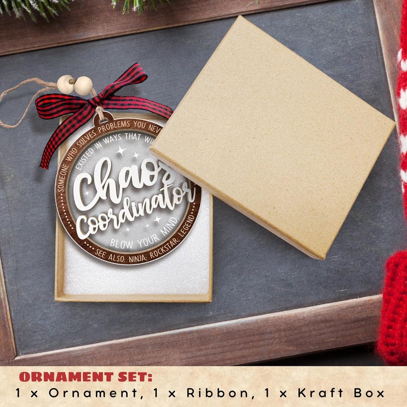 TEEBIM Chaos Coordinator Ornament - Thank You Gifts - Employee Appreciation Gifts for Women, Boss, Coworker, Teacher, Nurse - Inspirational Farewell Going Away Gift - Wood & Acrylic Christmas Ornament - Image 3